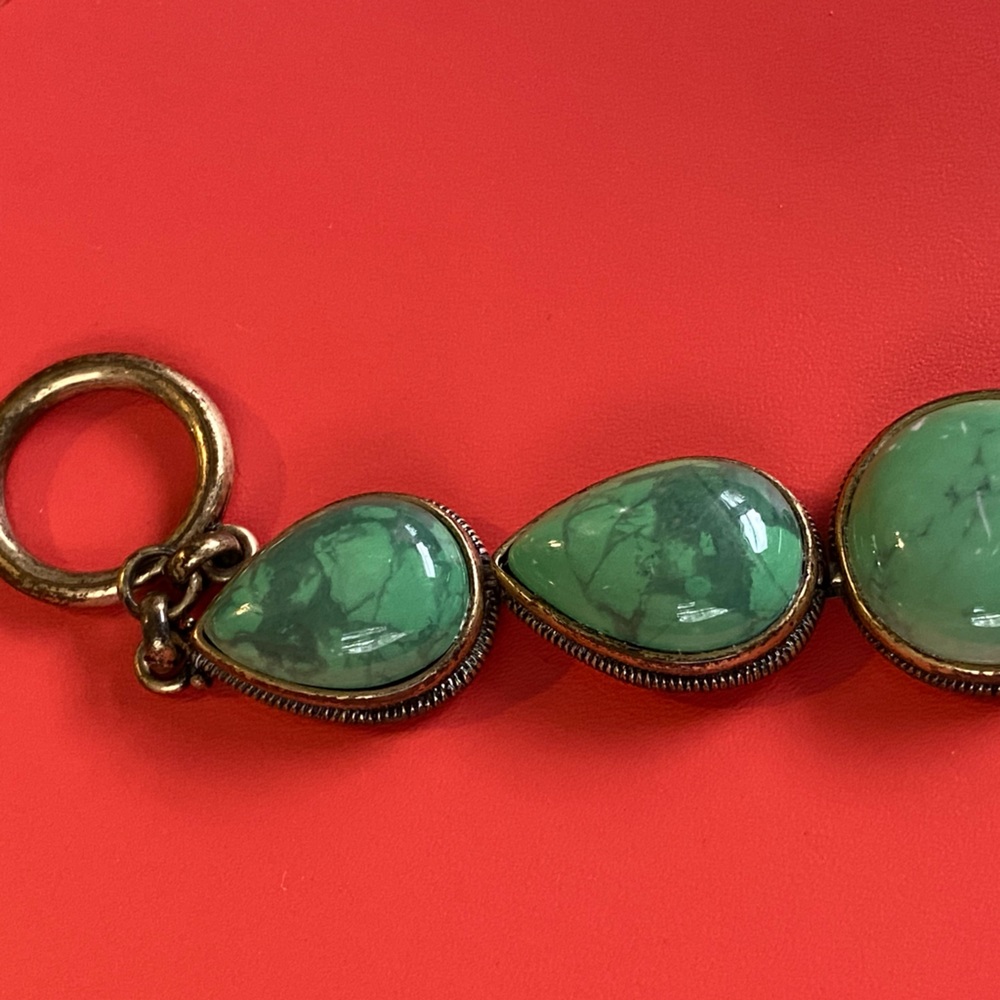 JEWELRY SALE Lucky Brand southwest bracelet,antique bronze,turquoise stones - Picture 2 of 11